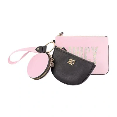 Juicy By Juicy Couture Mini Me Velour 3. Pc Pouch Set Wristlet In Pink