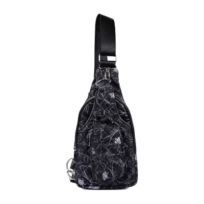 Julia Buxton Nylon Quilted Sling Womens Adjustable Straps Backpack In Black