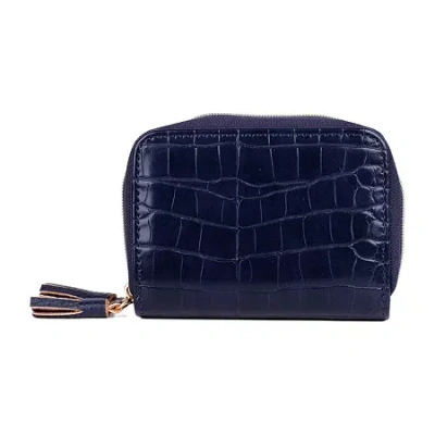 Julia Buxton Wizard Womens Rfid Blocking Accordian Wallet In Blue