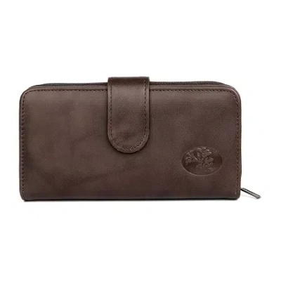 J. Buxton Womens Rfid Blocking Checkbook Wallet In Brown