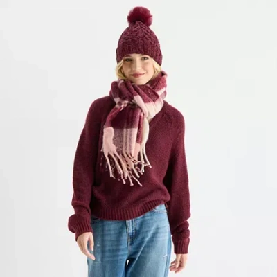 Mixit Chenille 2-pc. Cold Weather Set In Burgundy