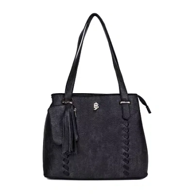 Julia Buxton Whip Stitch Organizer Adjustable Straps Womens Tote In Black