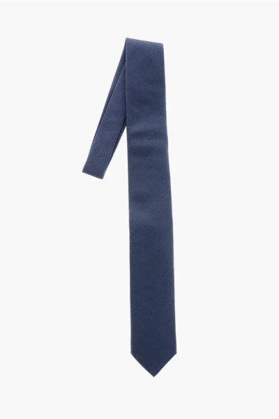 Corneliani Solid Color Silk Tie In Blue