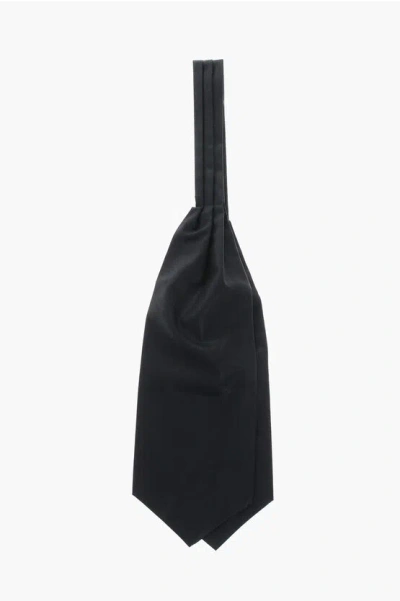 Corneliani Solid Color Wool And Silk Ascot Tie With Tone On Tone Stripe