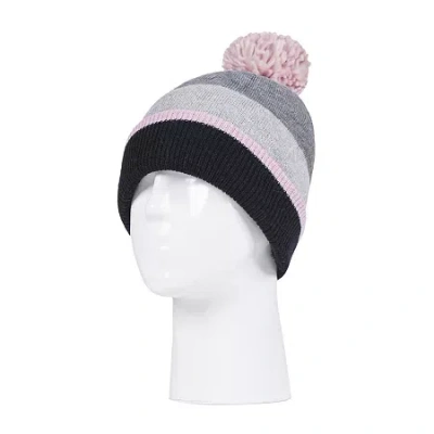Heat Holders Snow Sports Striped Womens Moisture Wicking Beanie In Gray