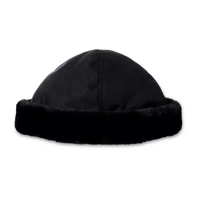 Isotoner Microsuede W/fur Mens Beanie In Black