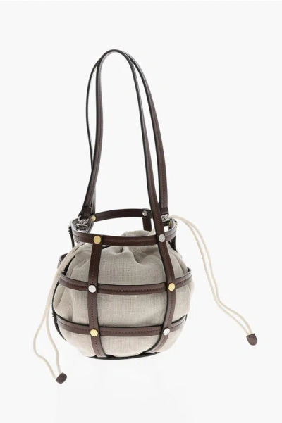 Staud Leather Ellie Bag With Cut Out And Golden Effect Details