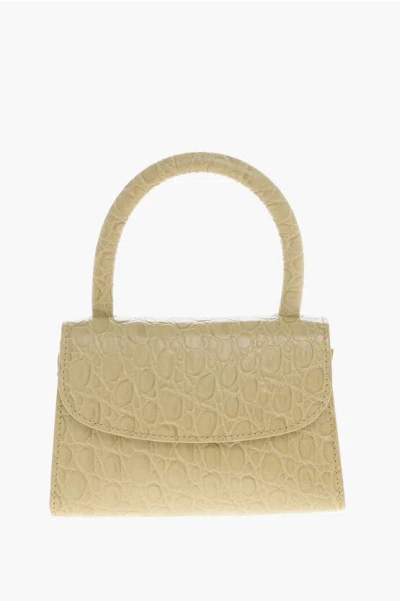 By Far Crocodile Effect Leather Flax Circular Mini Bag