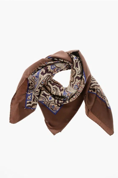 Maison Margiela Mm1 Mm10 Patterned Silk Foulard In Brown