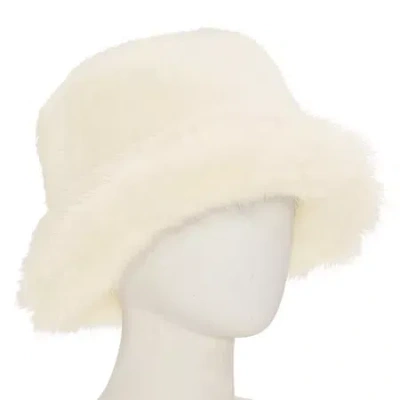 Mixit Faux Fur Womens Bucket Hat In White