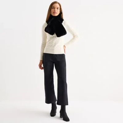 Mixit Faux Fur Muffler Wrap Scarf In Black