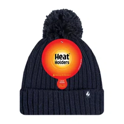 Heat Holders Arden Ribbed Pom Womens Moisture Wicking Beanie In Blue