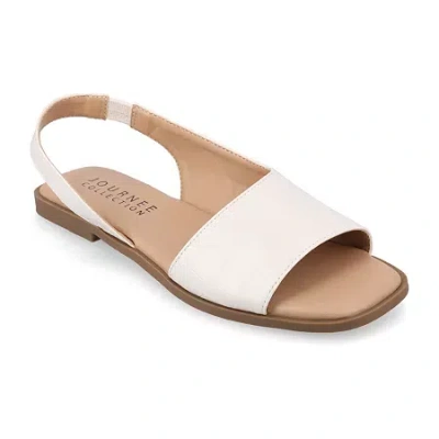 Journee Collection Womens Brinsley Slingback Strap Flat Sandals In White