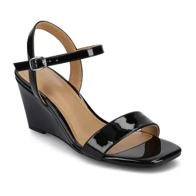 Journee Collection Womens Clayr Wedge Sandals In Black