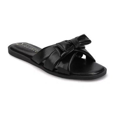 Journee Collection Womens Prylin Flat Sandals In Black