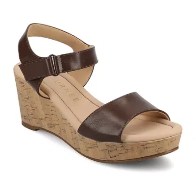 Journee Collection Womens Ranae Wedge Sandals In Brown