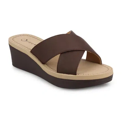 Journee Collection Womens Biara Wedge Sandals In Brown