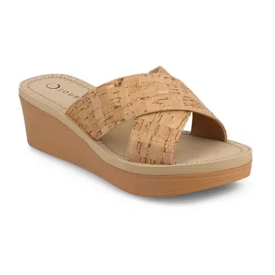 Journee Collection Womens Biara Wedge Sandals In Brown