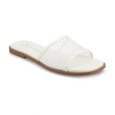 Journee Collection Womens Breckley Flat Sandals In White
