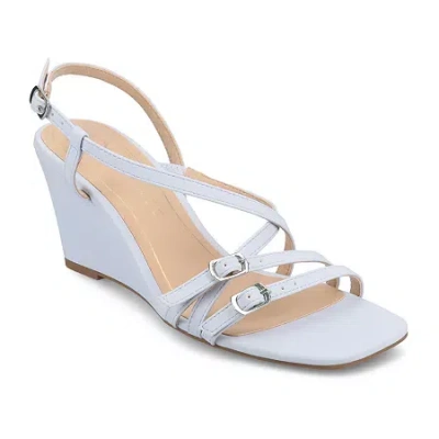Journee Collection Womens Clinne Wedge Sandals In Blue
