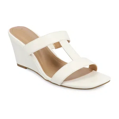 Journee Collection Womens Clodie Wedge Sandals In White