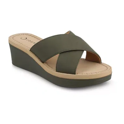 Journee Collection Womens Biara Wedge Sandals In Green