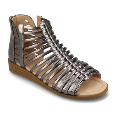 Journee Collection Delilah Gladiator Women Silver Back Zipper Sandals Gal1724 In Gray