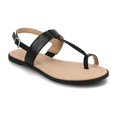 Journee Collection Womens Gerra Flat Sandals In Black