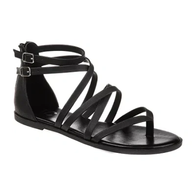 Journee Collection Womens Zailie Criss Cross Strap Flat Sandals In Black