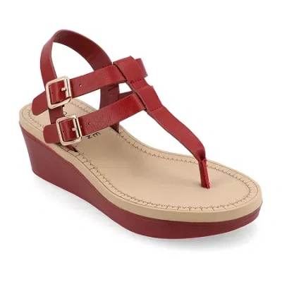 Journee Collection Womens Bianca Wedge Sandals In Red