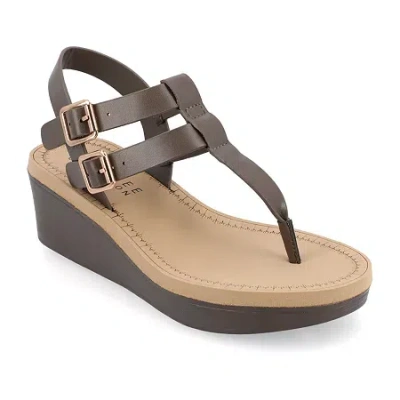 Journee Collection Womens Bianca Wedge Sandals In Brown