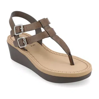 Journee Collection Womens Bianca Wedge Sandals In Brown