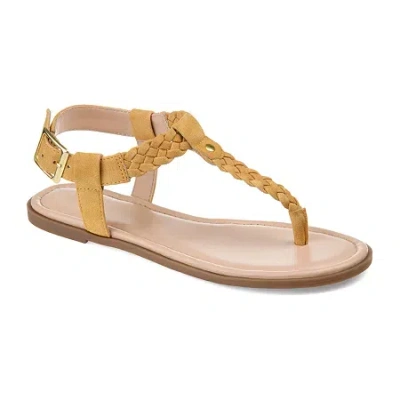 Journee Collection Womens Genevive Ankle Strap Flat Sandals In Yellow