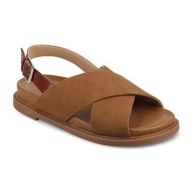 Journee Collection Womens Marinna Flat Sandals In Brown