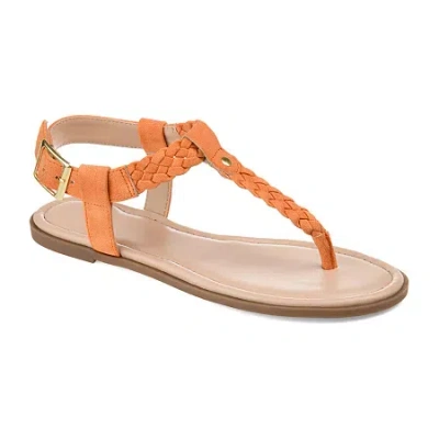 Journee Collection Womens Genevive Ankle Strap Flat Sandals In Orange