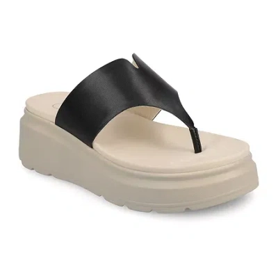 Journee Collection Womens Carah Wedge Sandals In Black