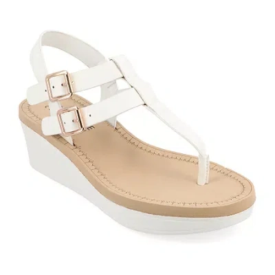 Journee Collection Womens Bianca Wedge Sandals In White