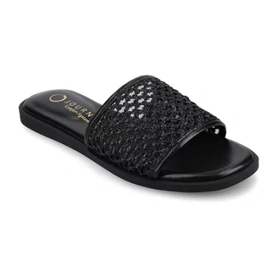 Journee Collection Womens Flat Sandals In Black