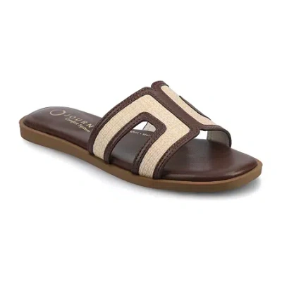 Journee Collection Womens Flat Sandals In Brown
