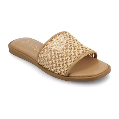 Journee Collection Womens Flat Sandals In Brown