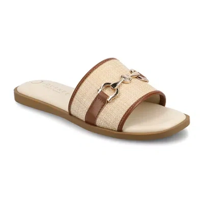 Journee Collection Womens Flat Sandals In Brown