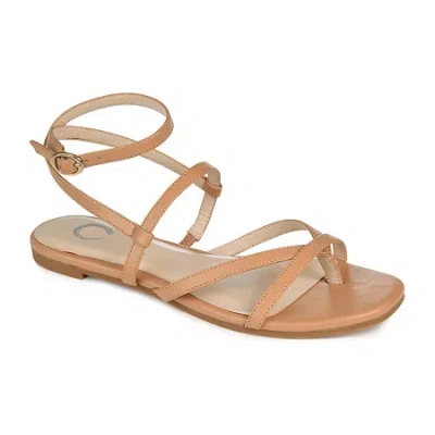 Journee Collection Womens Serissa Flat Sandals In Metallic