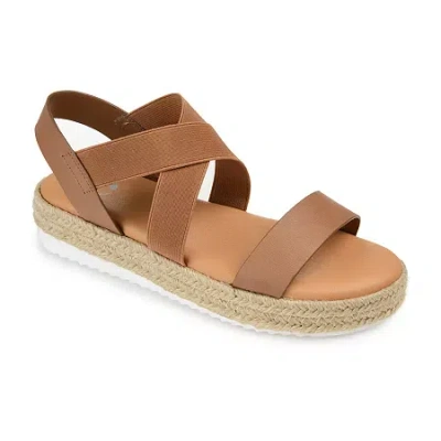 Journee Collection Womens Caroline Wedge Sandals In Brown