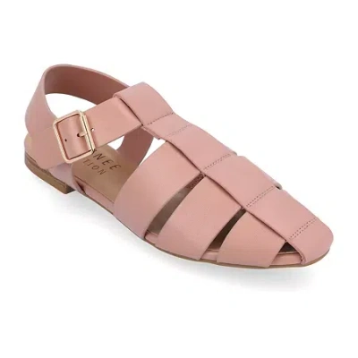Journee Collection Womens Cailinna Ankle Strap Flat Sandals In Pink