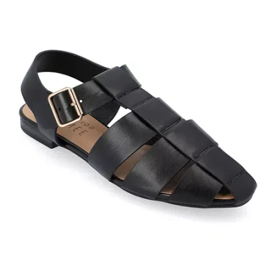 Journee Collection Womens Cailinna Ankle Strap Flat Sandals In Black