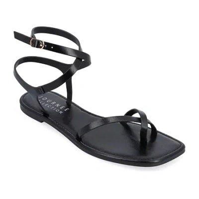 Journee Collection Cloudsteppers Womens Charra Ankle Strap Flat Sandals In Black