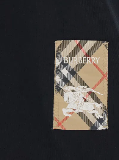 Burberry Women Black T-shirt With Logo Application On The Front In Cotton Woman In Multi