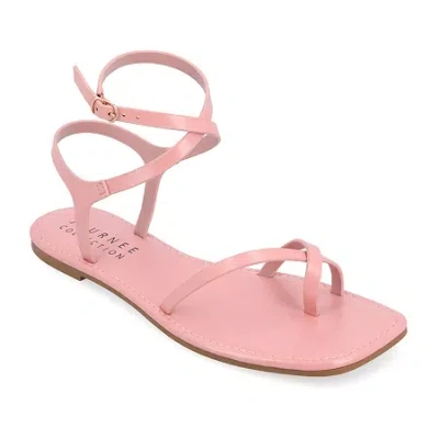Journee Collection Cloudsteppers Womens Charra Ankle Strap Flat Sandals In Pink