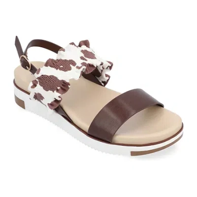 Journee Collection Womens Riya Slingback Strap Flat Sandals In Brown