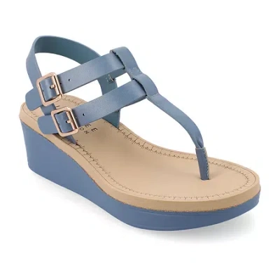 Journee Collection Womens Bianca Wedge Sandals In Blue
